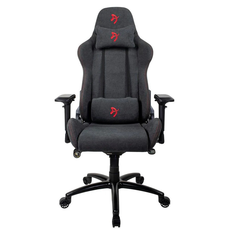 Arozzi Verona Signature Premium Soft Fabric Ergonomic Gaming Chair - Dark Grey - Red Accents - كرسي